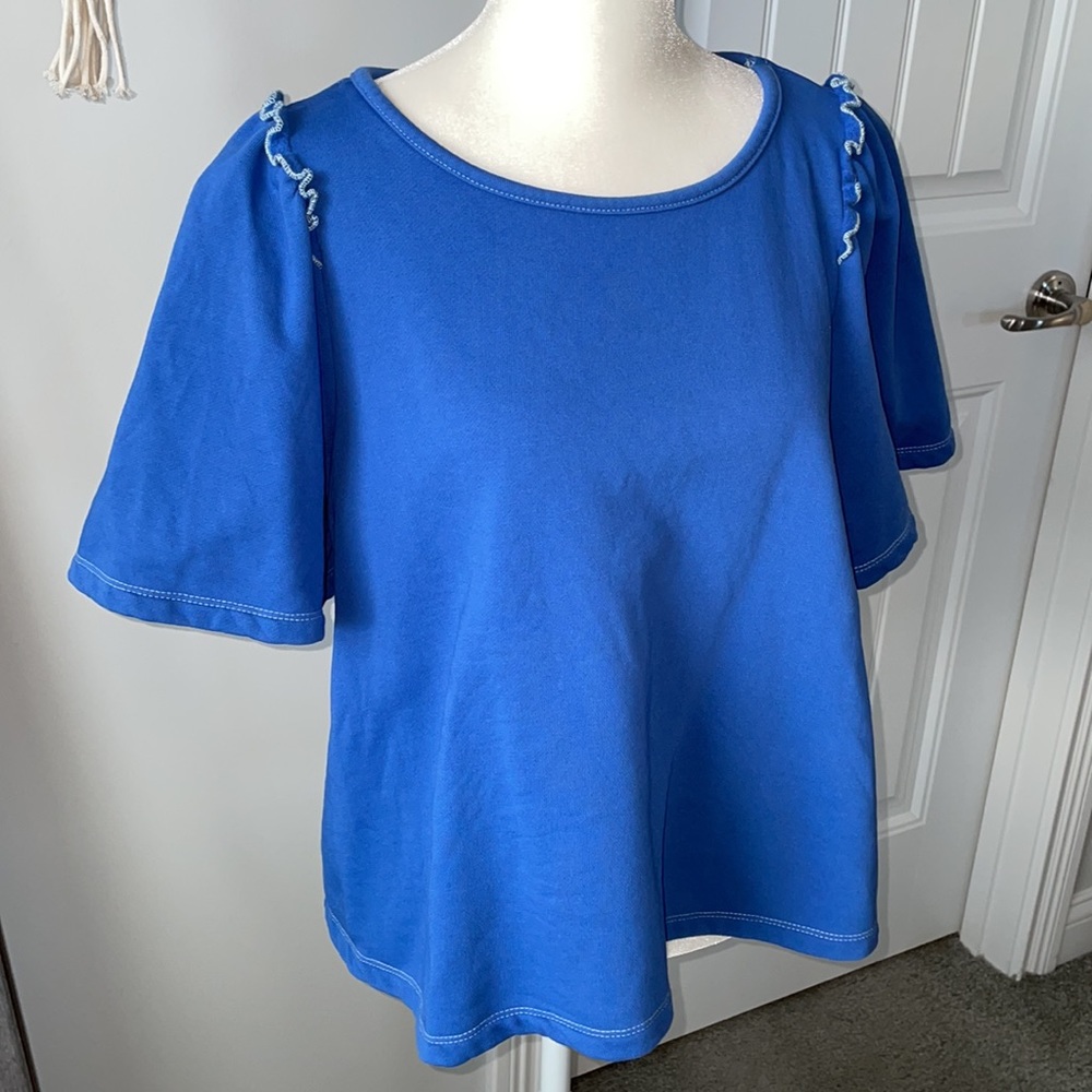 Altar’d State blue flutter sleeve sweatshirt top